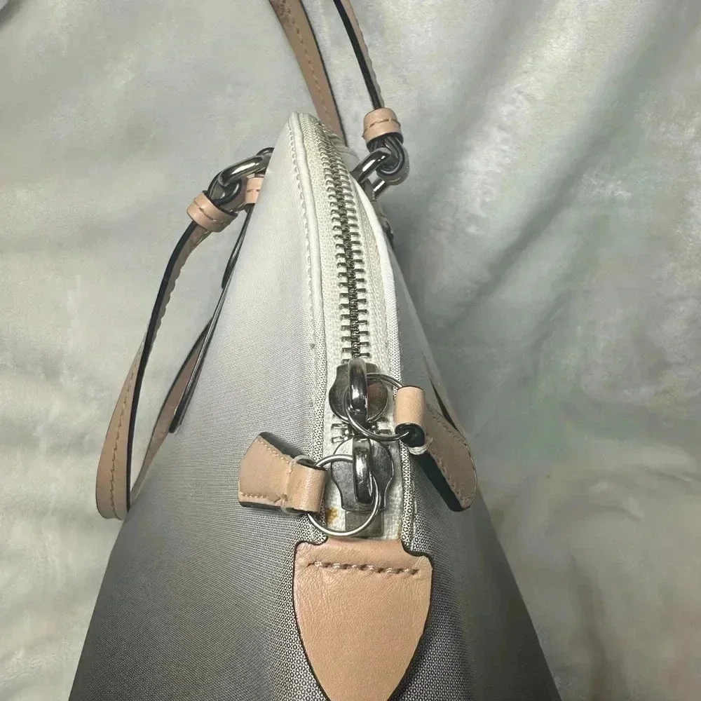 Coach Madison Sophia Ombre Dome Satchel Ivory Black Gradient Leather Handbag